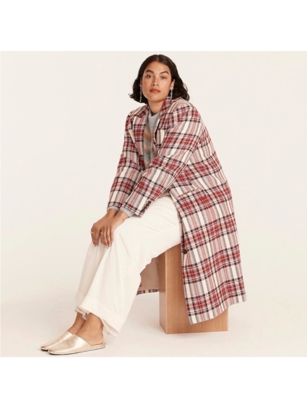 J CREW Alfie Topcoat Vintage Plaid Nello Gori Italian Wool Size 4 Petite BD155